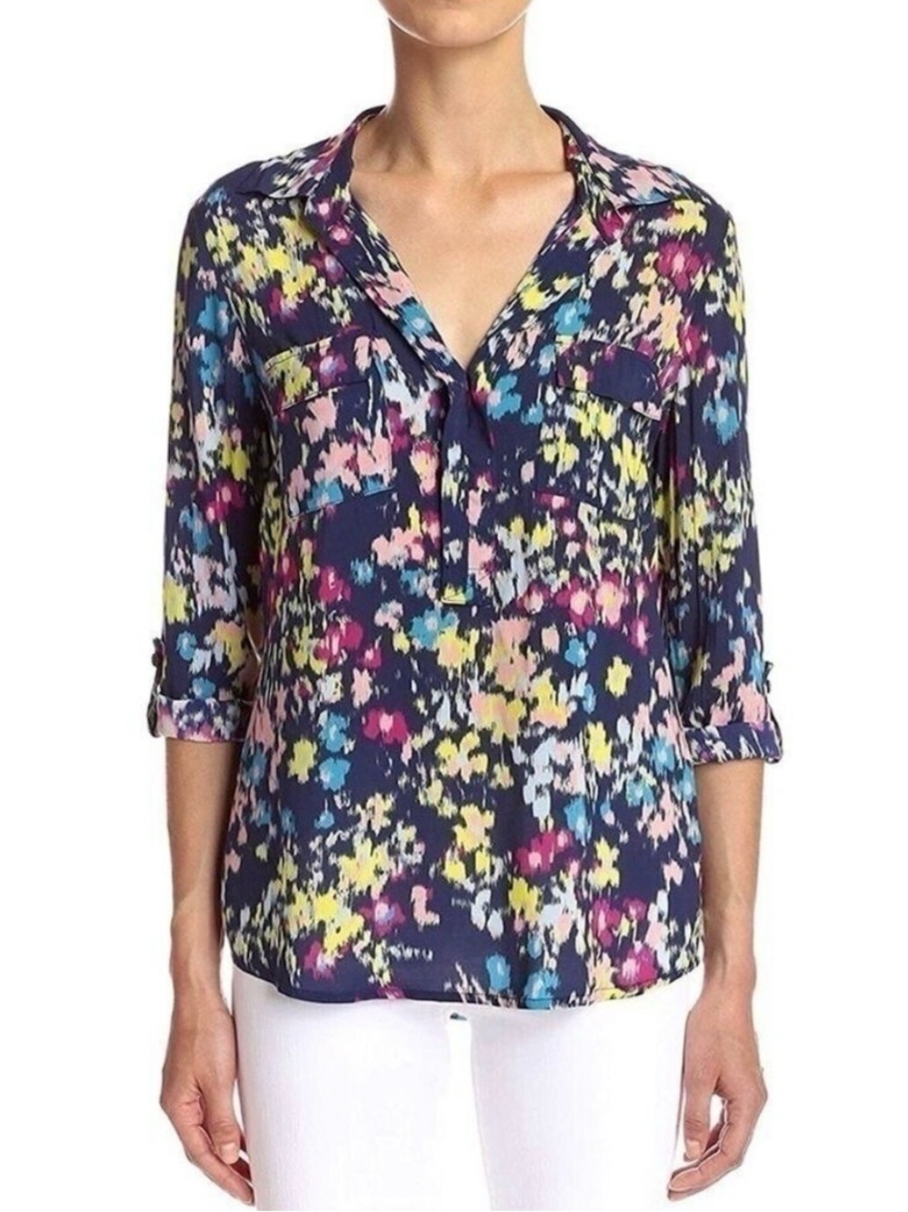 Splendid Floral Ikat Print Top